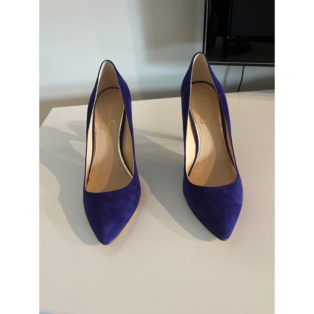 Jessica Simpson Pharris Royal Purple Suede Pointed Toe Stiletto Pumps Heels